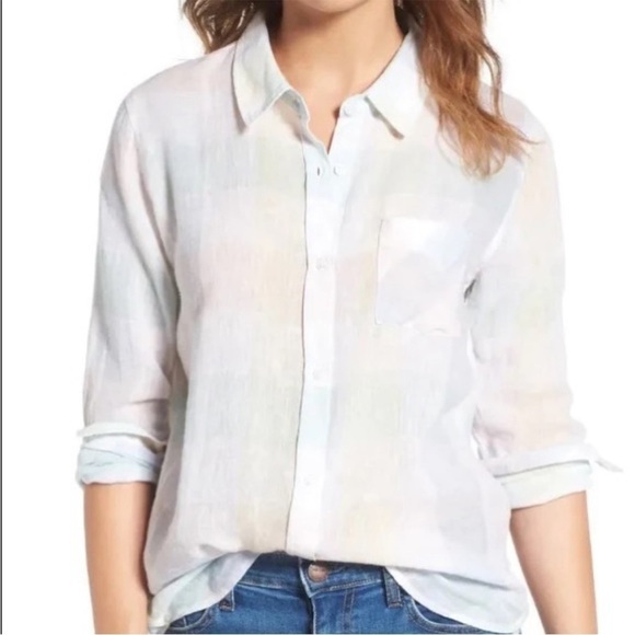 Rails Tops - Rails Charli Pastel Buffalo Linen Blend Button Down Size S